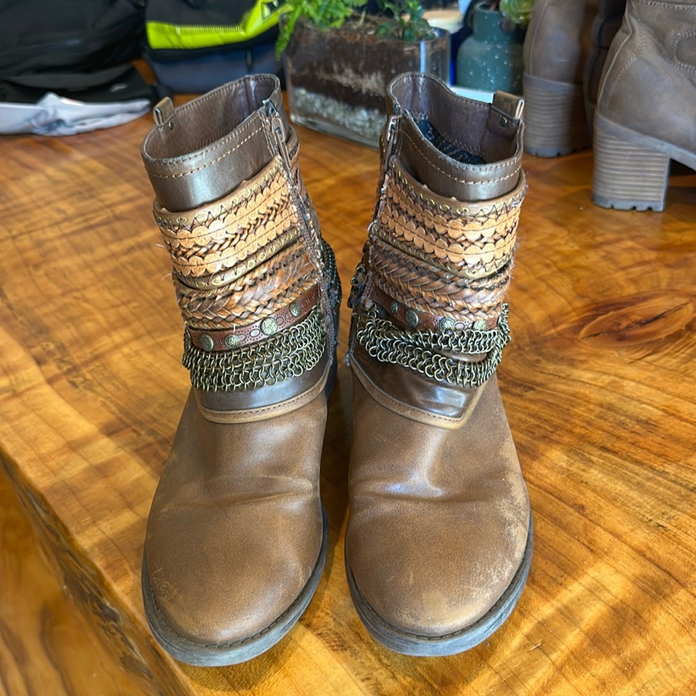 Brown studded boots